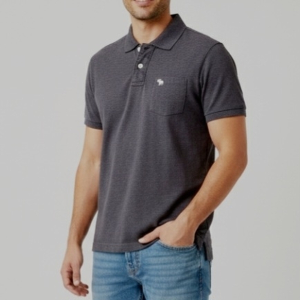 Abercrombie & Fitch Super Soft Preppy Grey Polo - Large